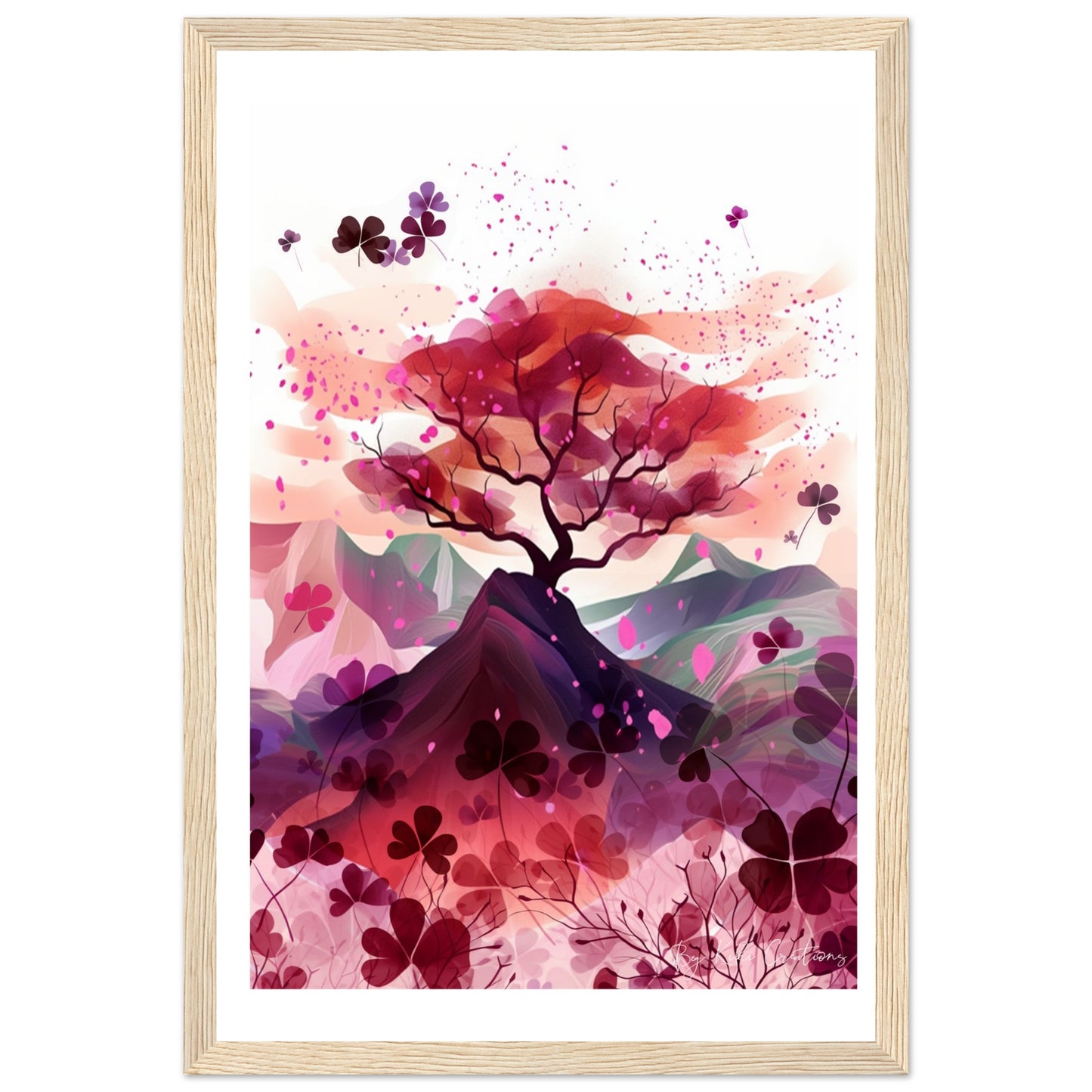 Framed: Harmony in Blossom: Shamrock and Sakura Framed Art.
