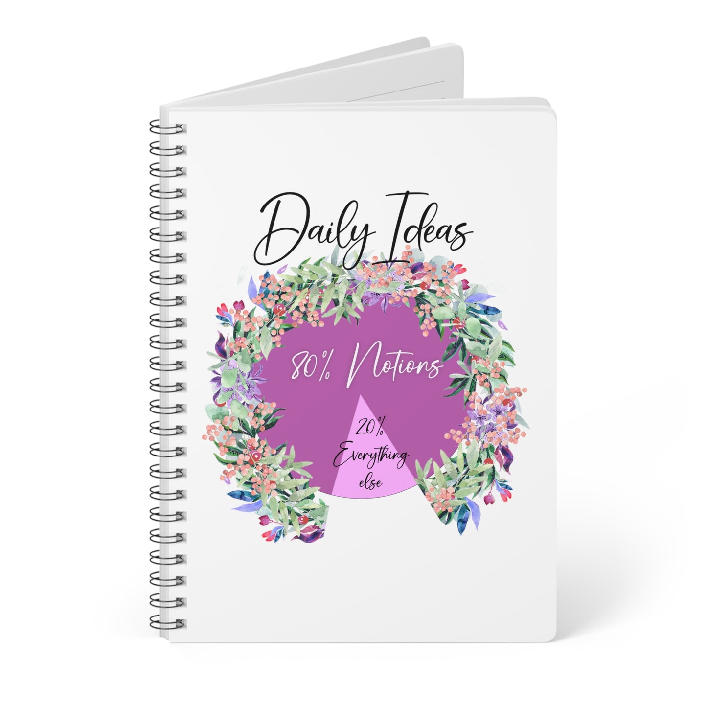 Daily Ideas- 80% Notions and 20% Everything Else. Wirobound Softcover Notebook, A5