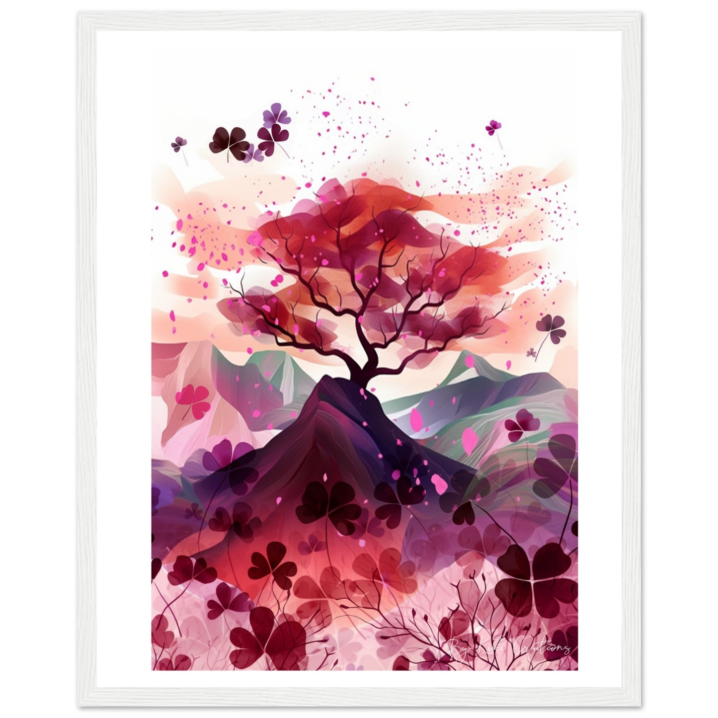 Framed: Harmony in Blossom: Shamrock and Sakura Framed Art.