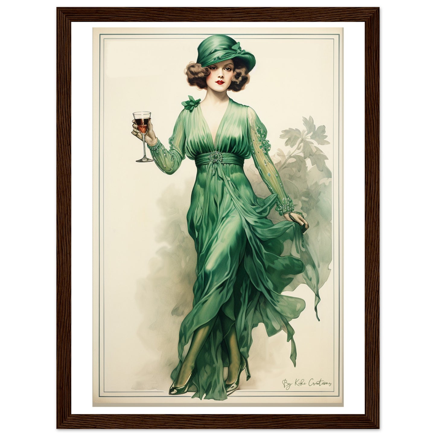 Framed: Vintage Style Irish Art Nouveau Elegance Print.