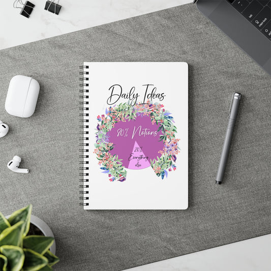 Daily Ideas- 80% Notions and 20% Everything Else. Wirobound Softcover Notebook, A5