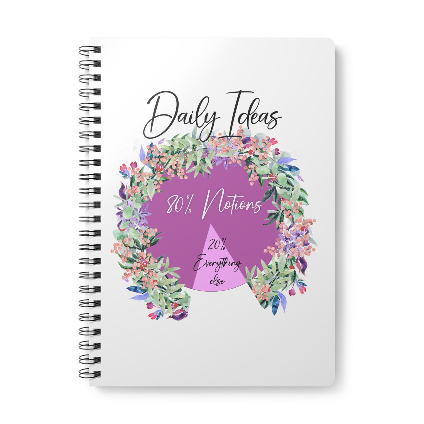 Daily Ideas- 80% Notions and 20% Everything Else. Wirobound Softcover Notebook, A5