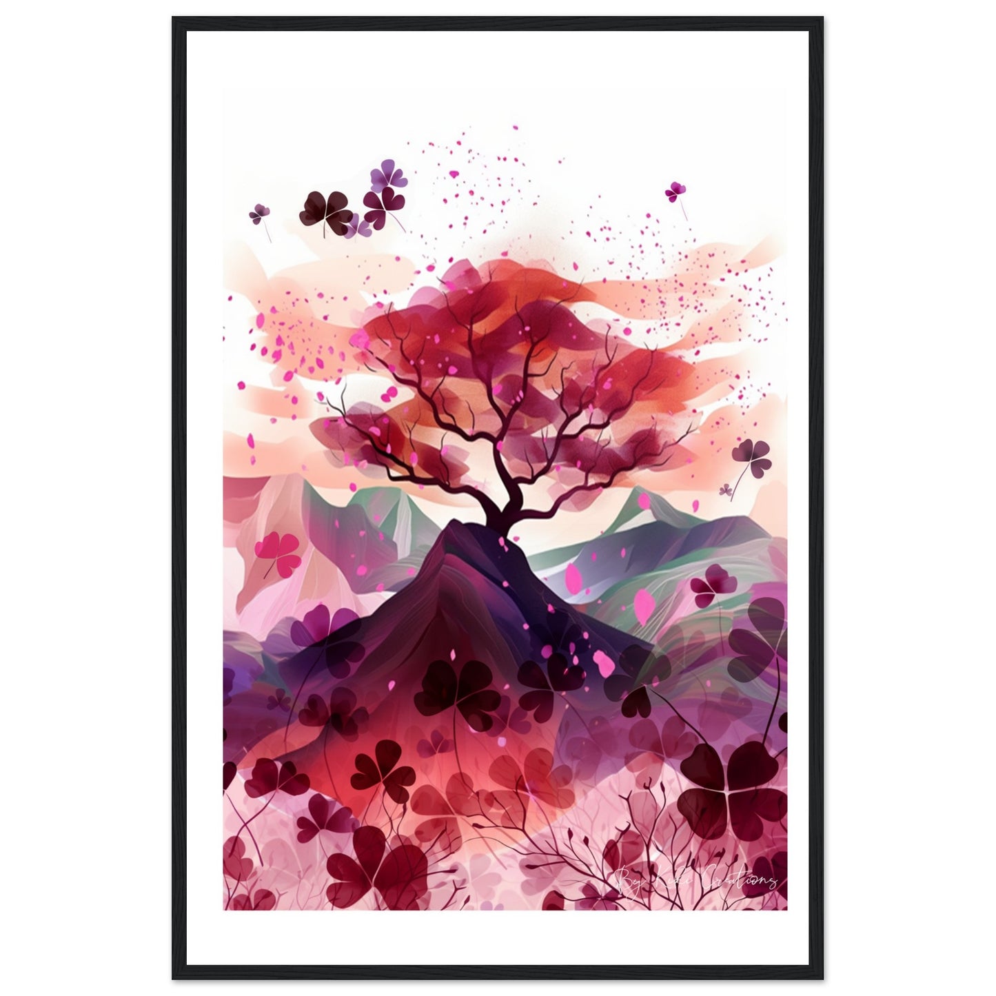 Framed: Harmony in Blossom: Shamrock and Sakura Framed Art.