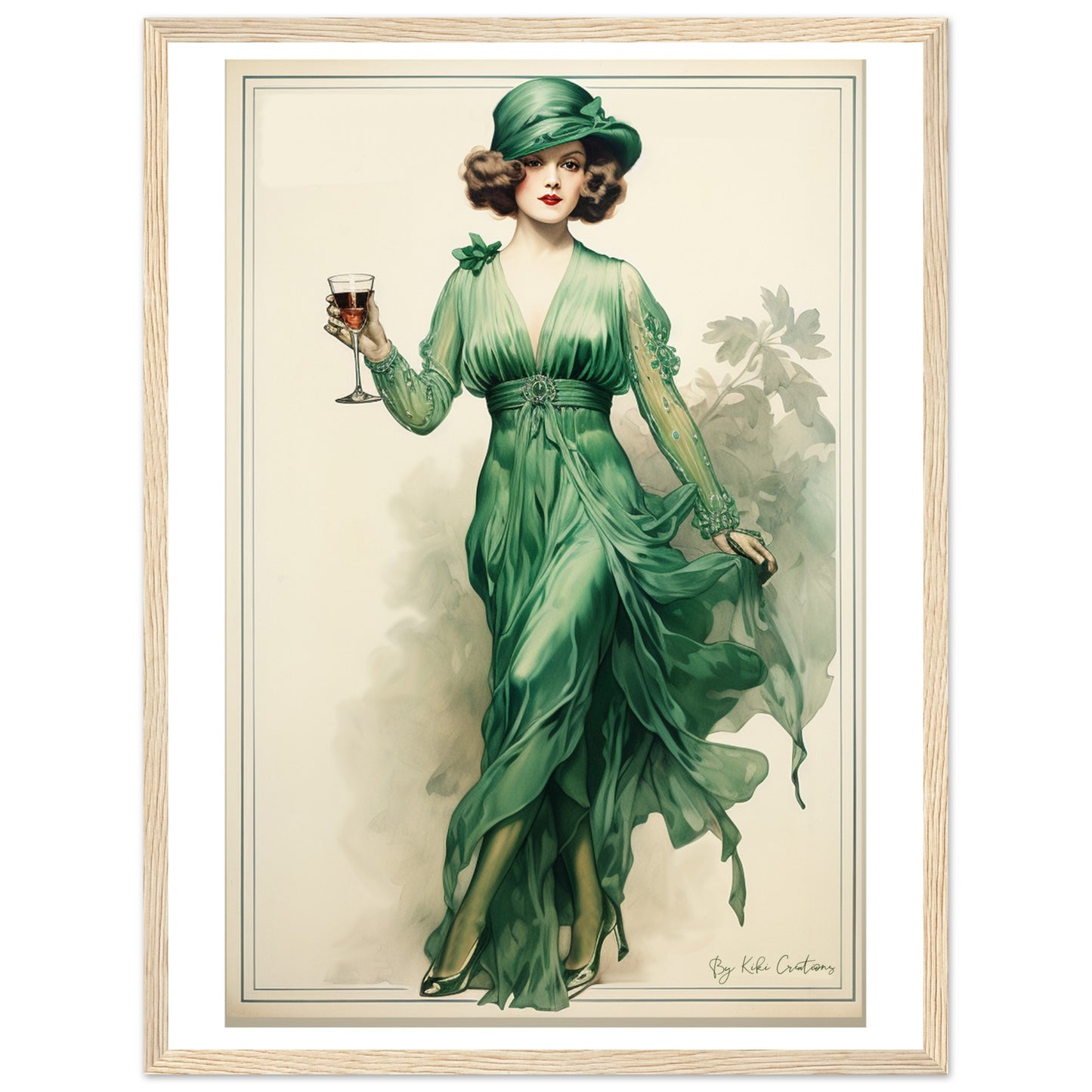 Framed: Vintage Style Irish Art Nouveau Elegance Print.