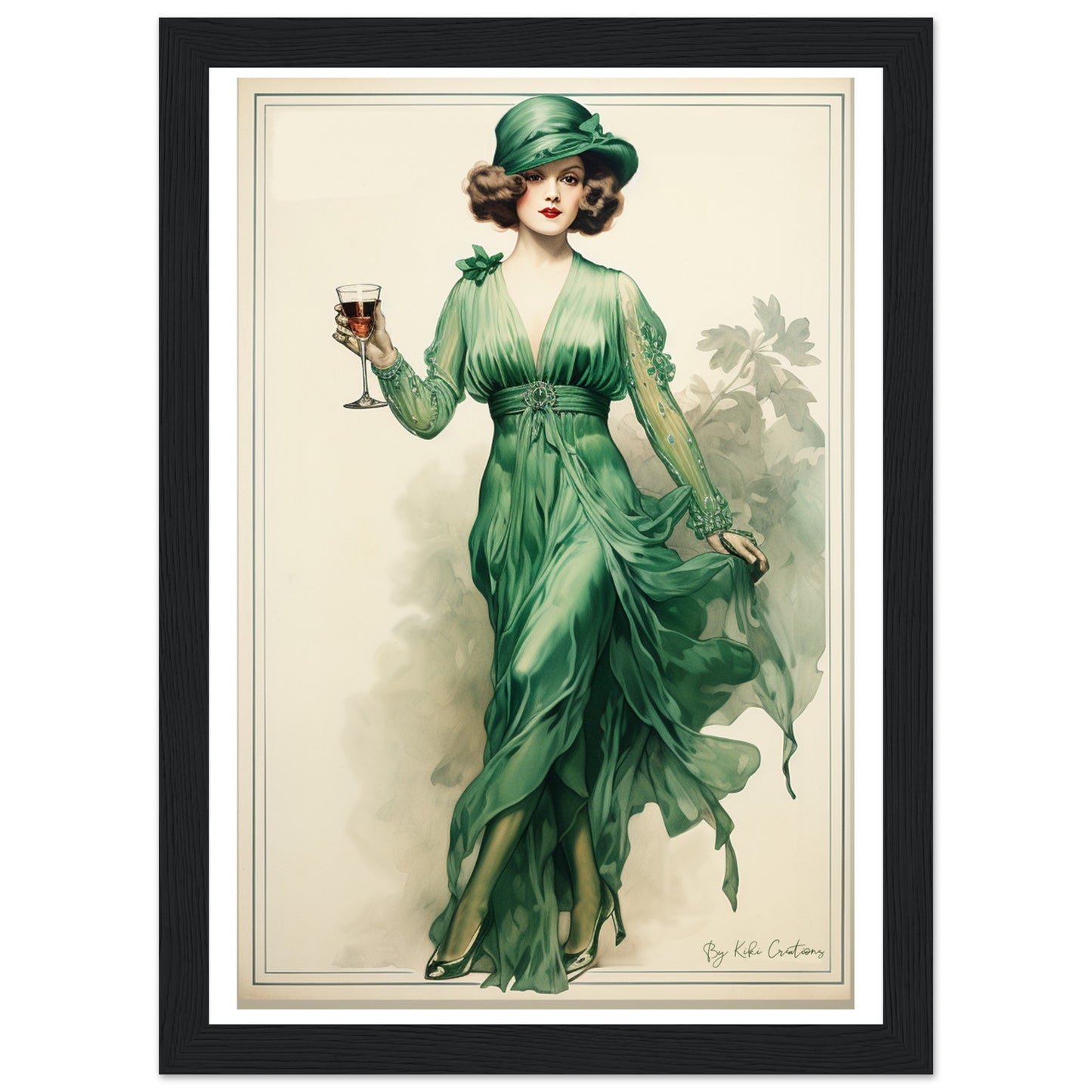 Framed: Vintage Style Irish Art Nouveau Elegance Print.