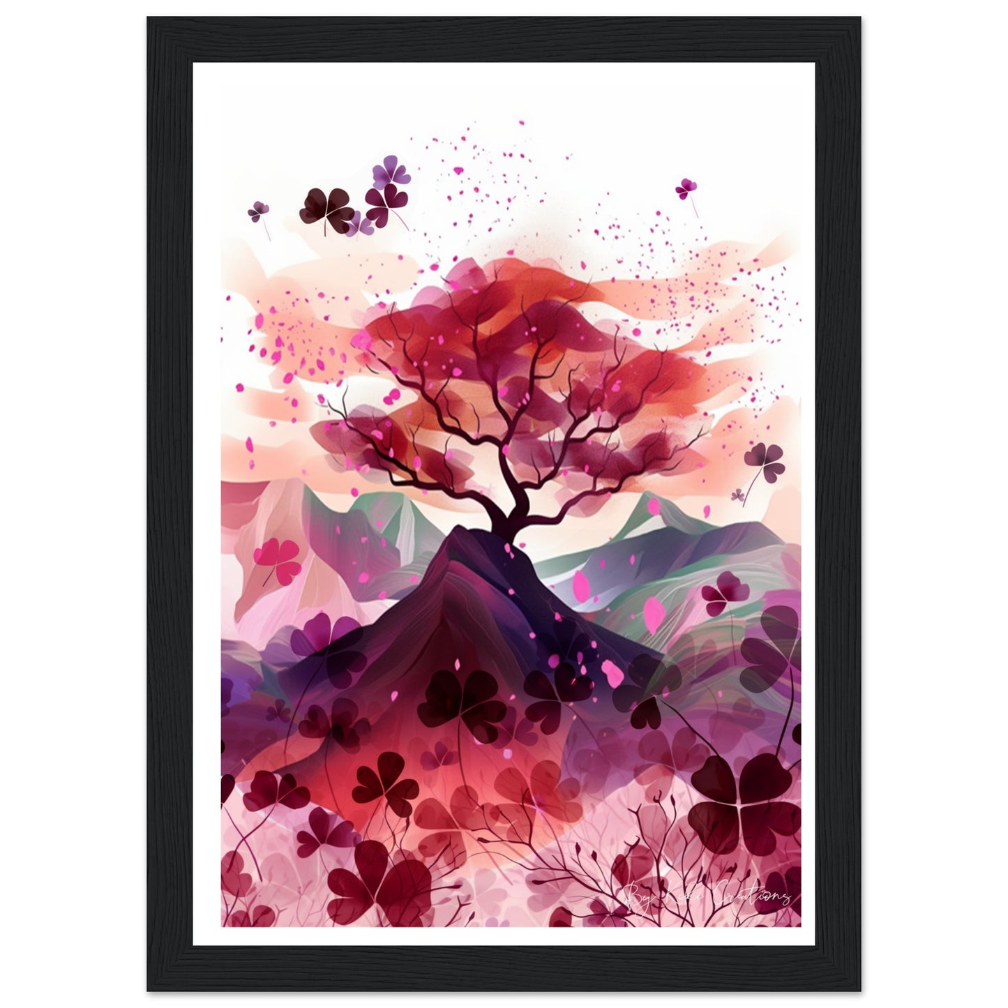 Framed: Harmony in Blossom: Shamrock and Sakura Framed Art.