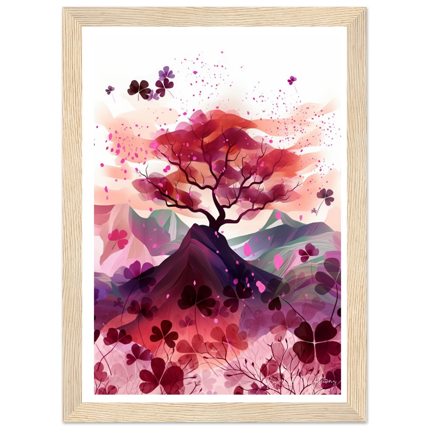 Framed: Harmony in Blossom: Shamrock and Sakura Framed Art.