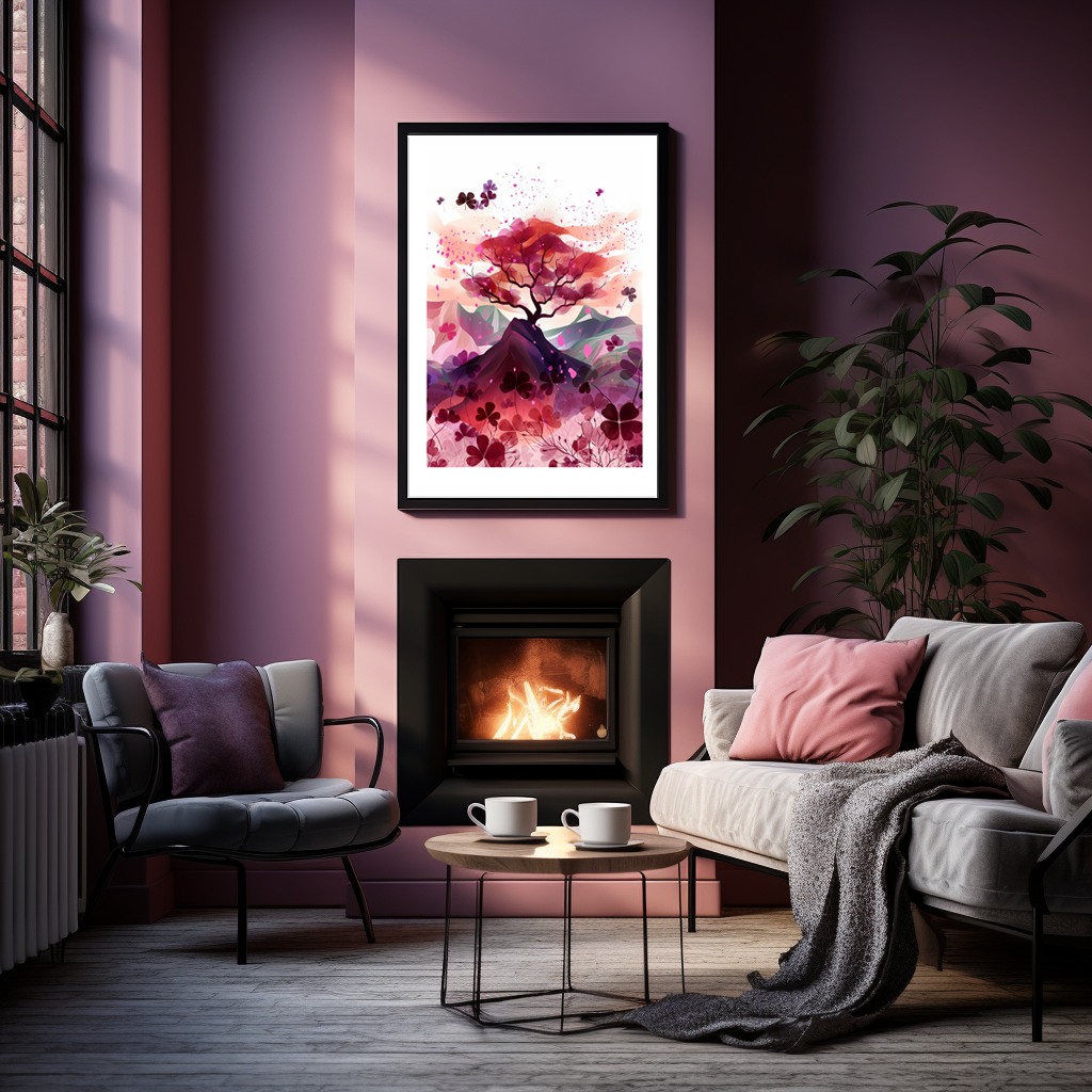 Framed: Harmony in Blossom: Shamrock and Sakura Framed Art.