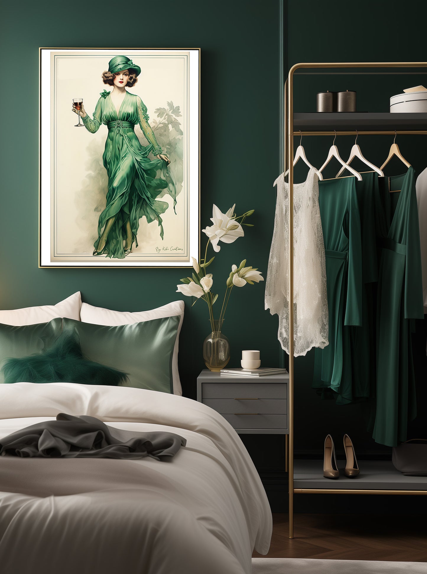 Framed: Vintage Style Irish Art Nouveau Elegance Print.