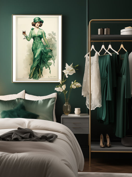 Framed: Vintage Style Irish Art Nouveau Elegance Print.