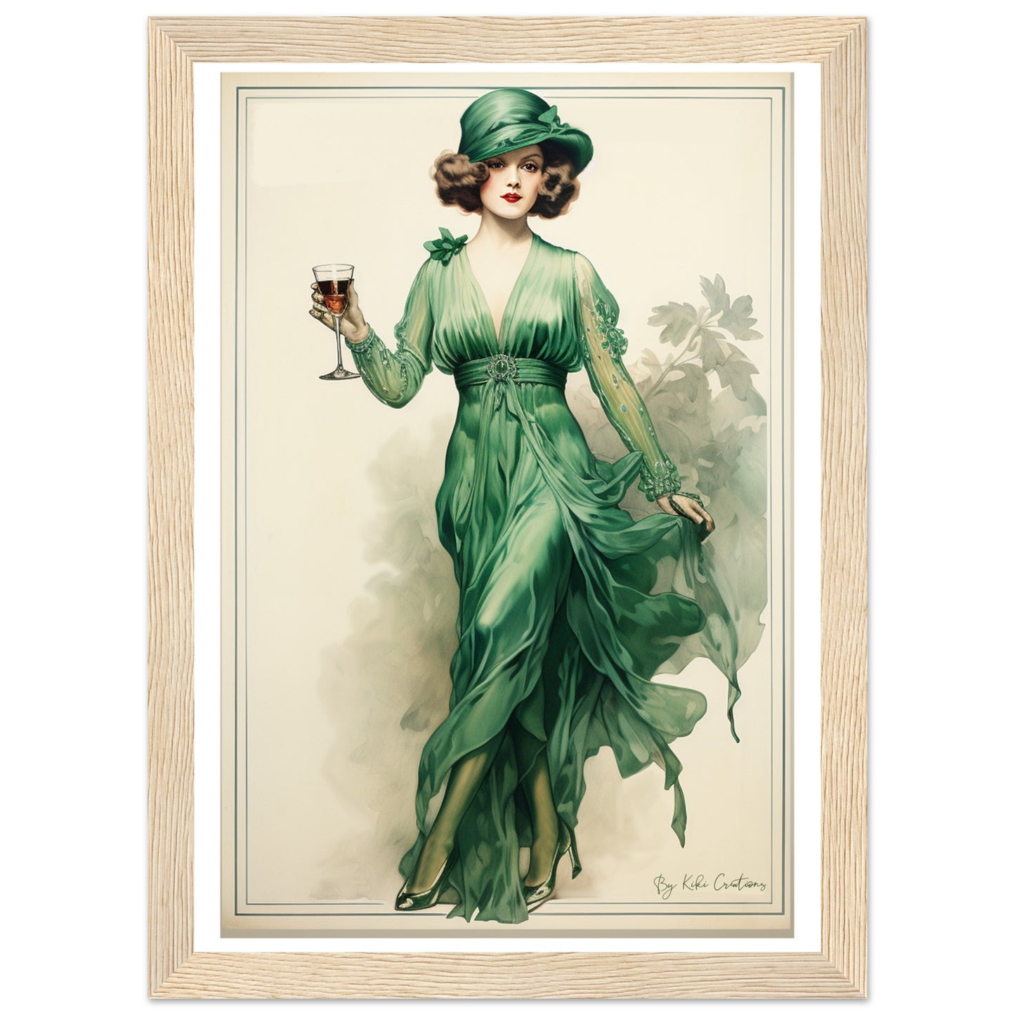 Framed: Vintage Style Irish Art Nouveau Elegance Print.