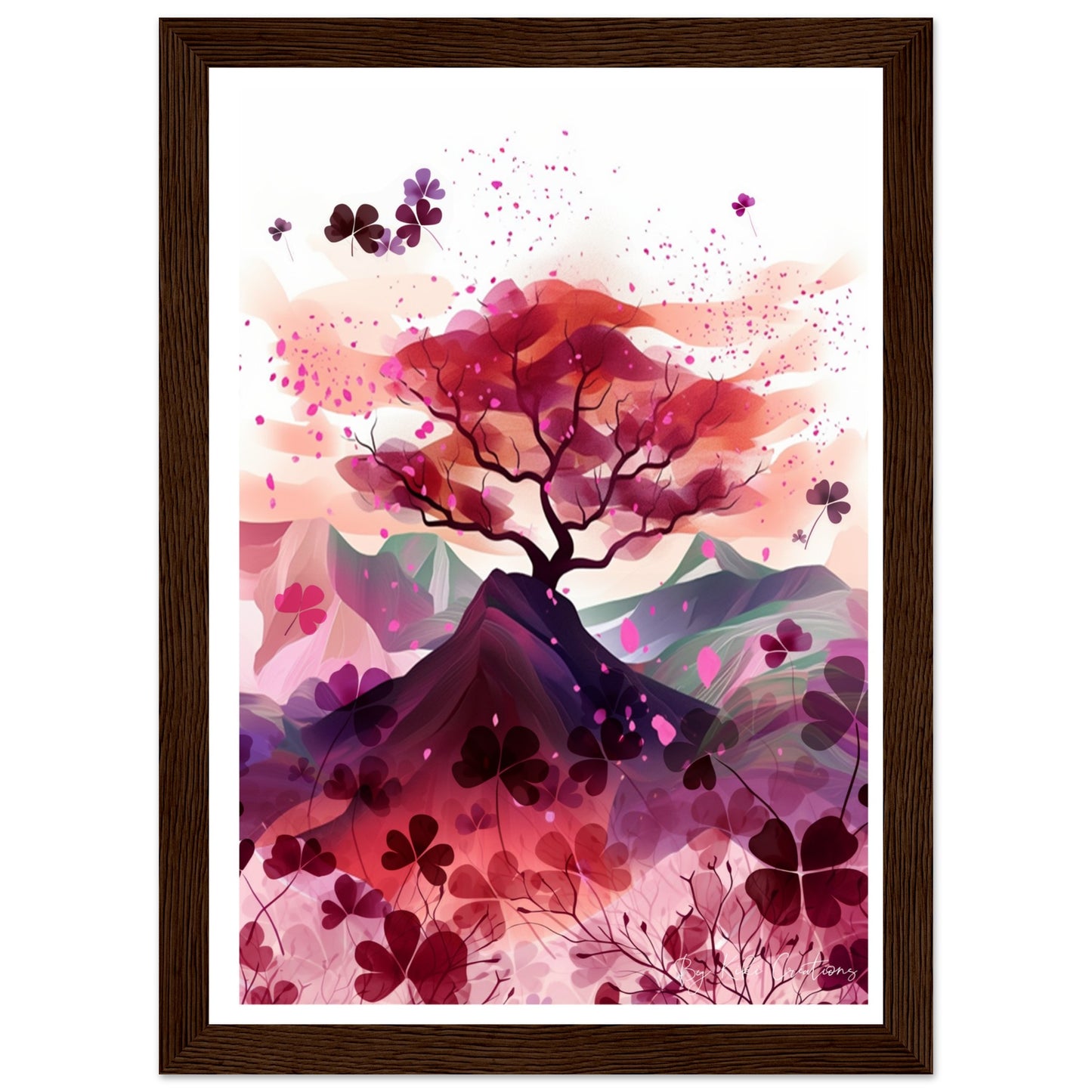 Framed: Harmony in Blossom: Shamrock and Sakura Framed Art.