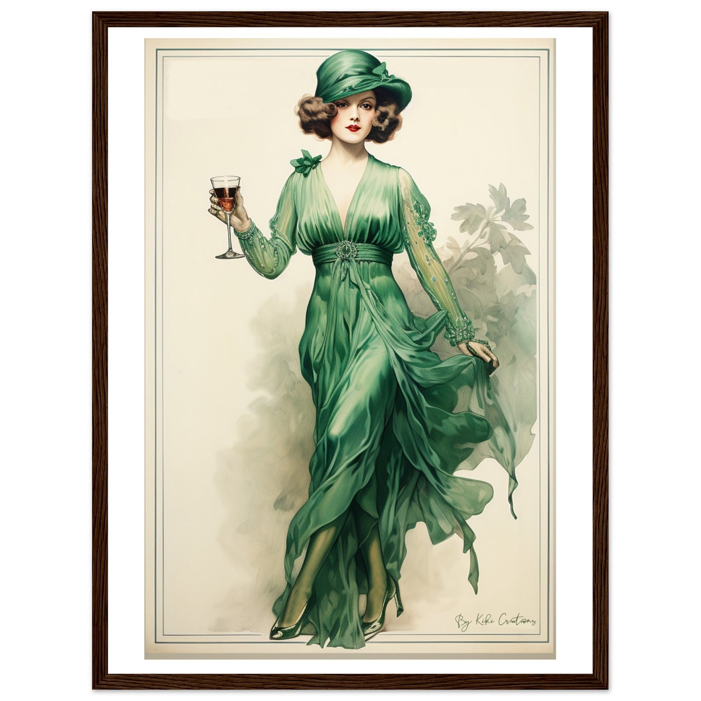 Framed: Vintage Style Irish Art Nouveau Elegance Print.