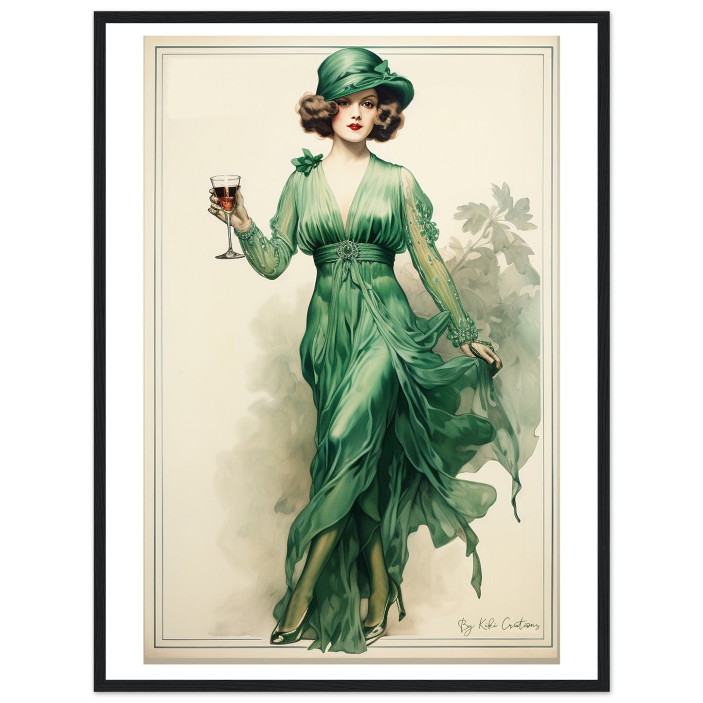 Framed: Vintage Style Irish Art Nouveau Elegance Print.