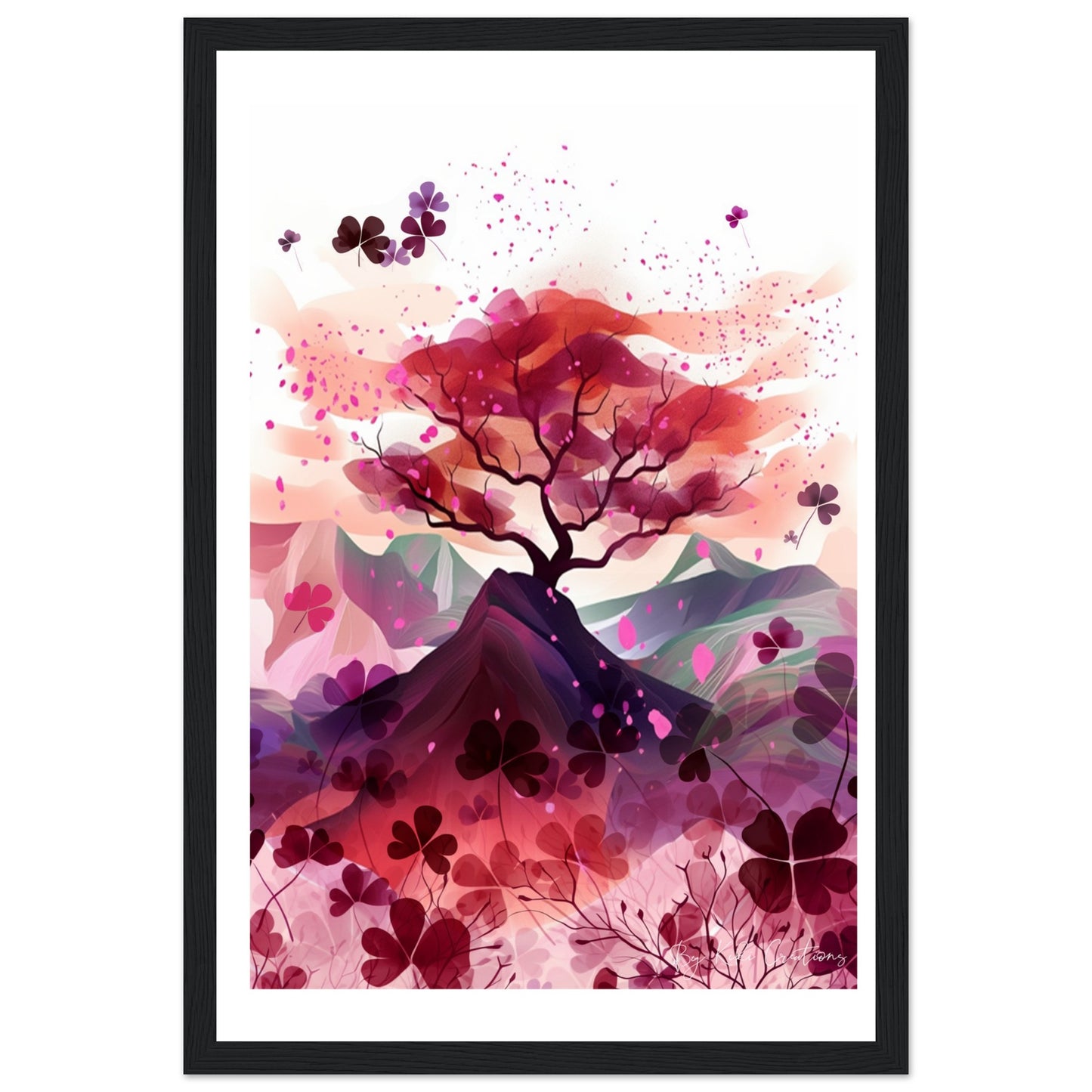 Framed: Harmony in Blossom: Shamrock and Sakura Framed Art.