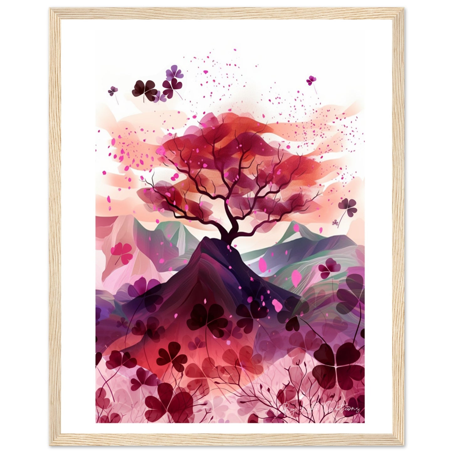Framed: Harmony in Blossom: Shamrock and Sakura Framed Art.