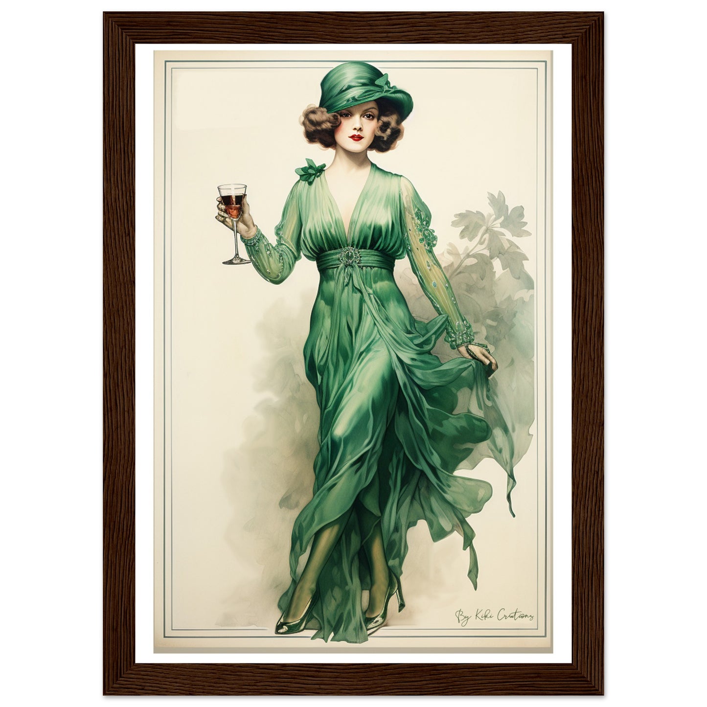Framed: Vintage Style Irish Art Nouveau Elegance Print.