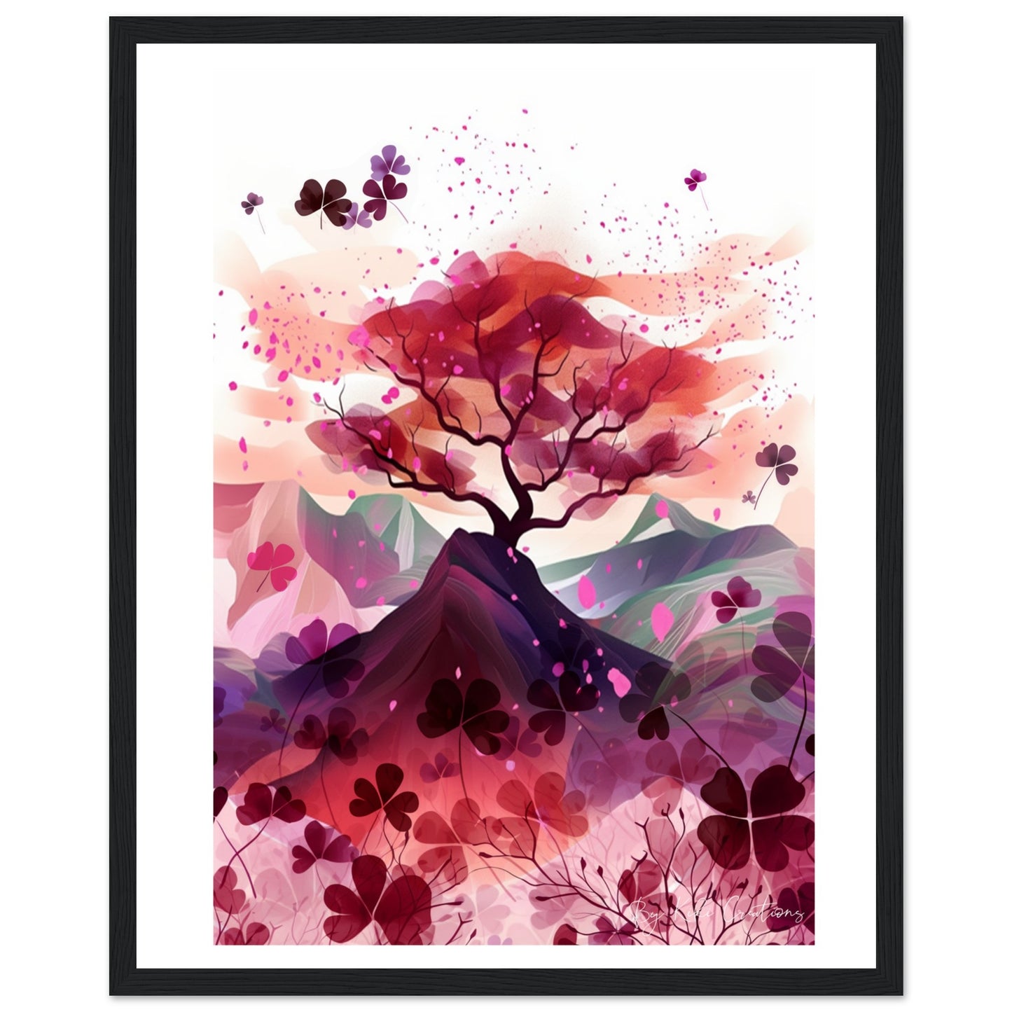 Framed: Harmony in Blossom: Shamrock and Sakura Framed Art.