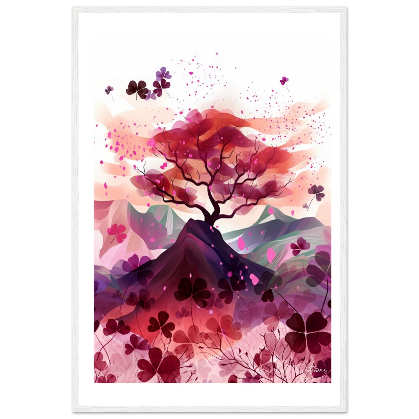 Framed: Harmony in Blossom: Shamrock and Sakura Framed Art.