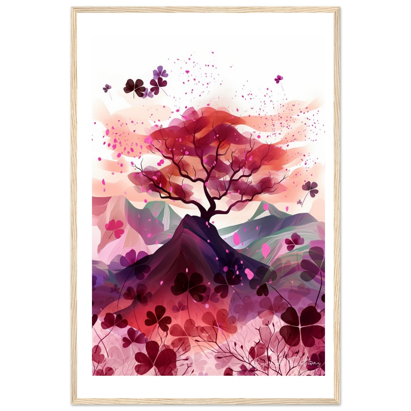 Framed: Harmony in Blossom: Shamrock and Sakura Framed Art.